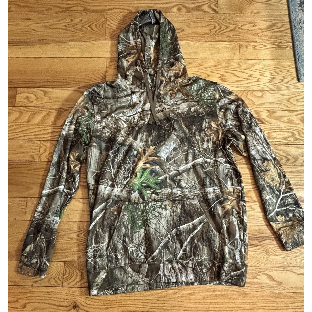 Realtree Camo Fleece Hoodie Mens L Pullover Hunting Leaves Sweatshirt Camouflage